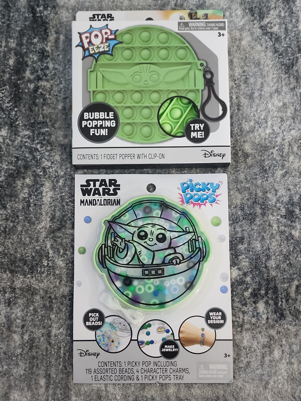 Star Wars Grogu Green Pop-It Fidget and Picky Pops Bead Tray Set